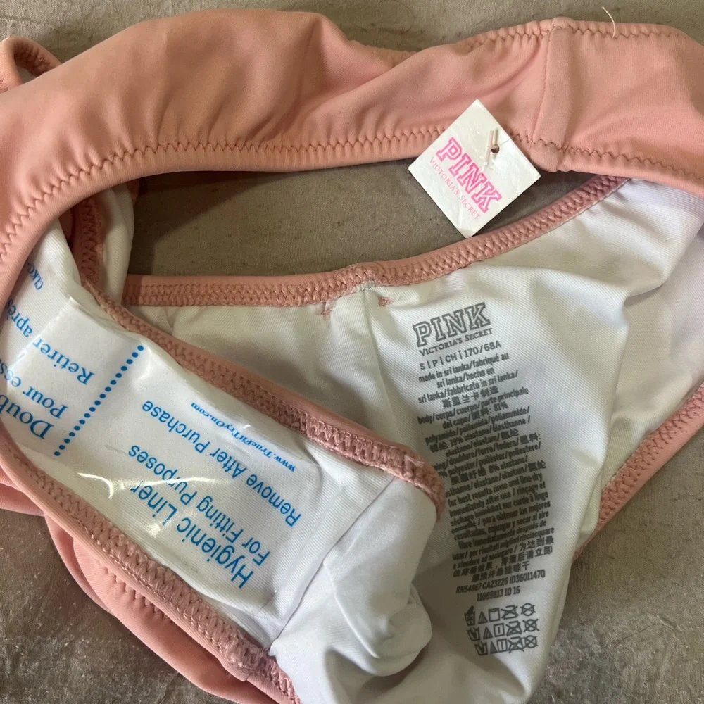 PINK Victoria's Secret Light Pink Ruched Bikini Bottoms - Picture 6 of 8
